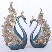Load image into Gallery viewer, Couple Blue Swan Figurines